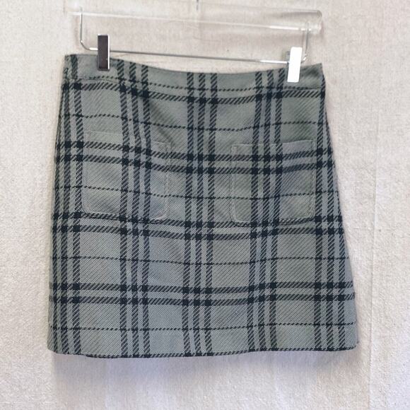 J. Crew Factory black/gray knit plaid A Line mini skirt size 8 - Picture 8 of 13